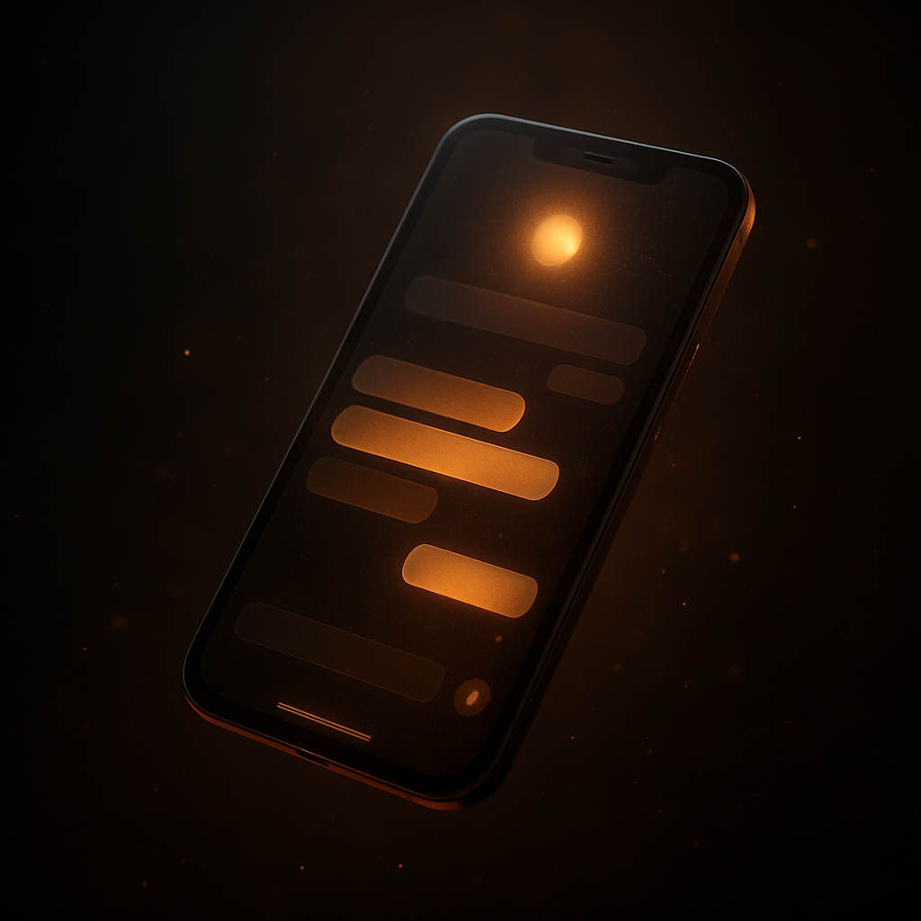 TextMyEx app shown on a smartphone with a glowing message interface